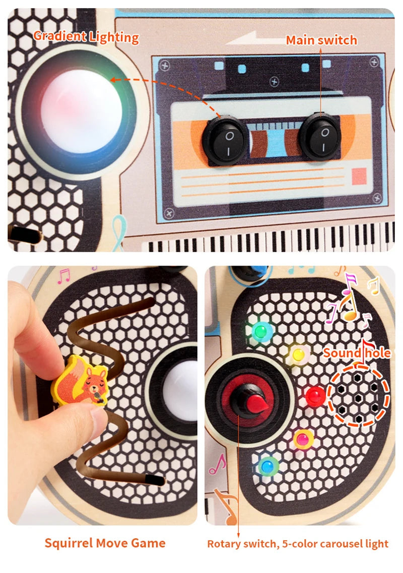 Montessori Kids LED Light Busy Board | Sensory Switch Activity Toy for Baby & Toddler Learning (Ages 2-6) | Perfect for Travel & Education