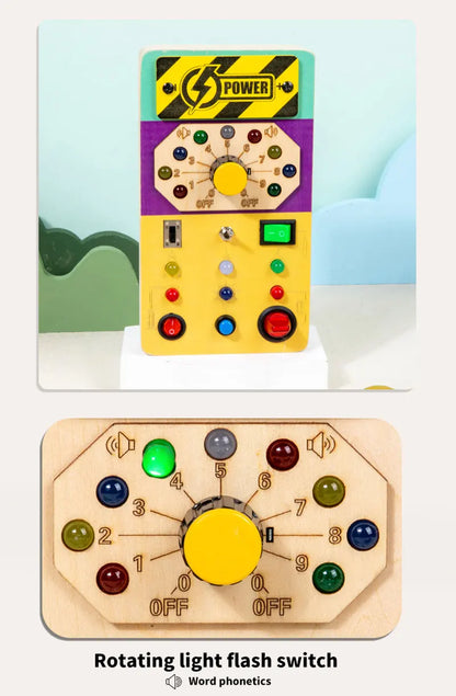 Montessori Kids LED Light Busy Board | Sensory Switch Activity Toy for Baby & Toddler Learning (Ages 2-6) | Perfect for Travel & Education