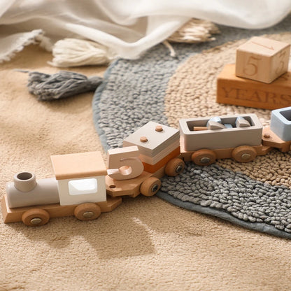 Montessori Wooden Train Toy for Kids | Baby Educational Learning Toy | Eco-Friendly Wooden Trolley for Early Childhood Development