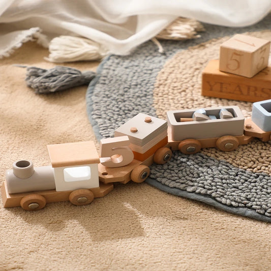 Montessori Wooden Train Toy for Kids | Baby Educational Learning Toy | Eco-Friendly Wooden Trolley for Early Childhood Development