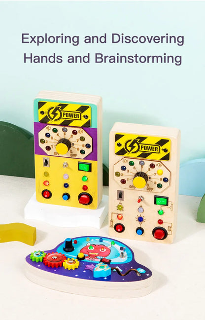 Montessori Kids LED Light Busy Board | Sensory Switch Activity Toy for Baby & Toddler Learning (Ages 2-6) | Perfect for Travel & Education