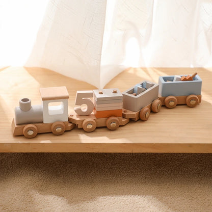 Montessori Wooden Train Toy for Kids | Baby Educational Learning Toy | Eco-Friendly Wooden Trolley for Early Childhood Development
