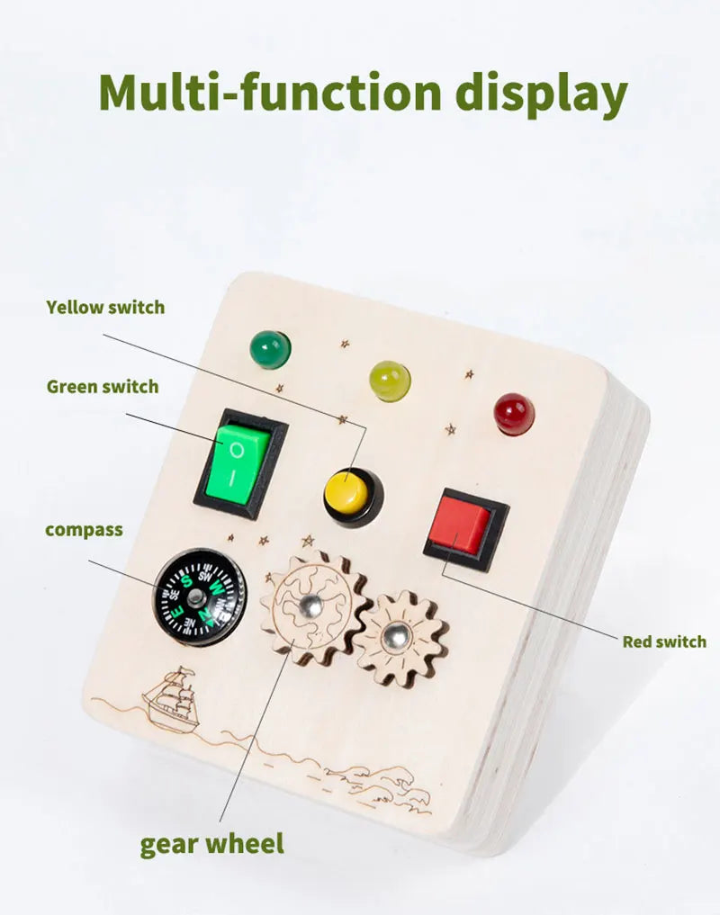 Montessori Kids LED Light Busy Board | Sensory Switch Activity Toy for Baby & Toddler Learning (Ages 2-6) | Perfect for Travel & Education