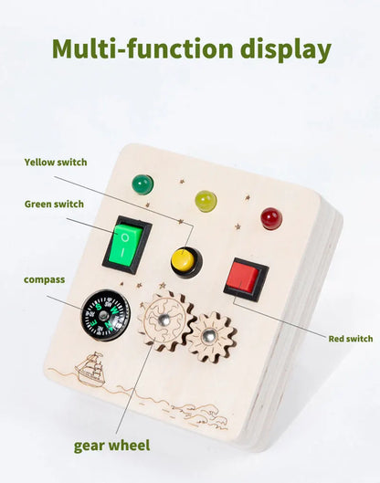 Montessori Kids LED Light Busy Board | Sensory Switch Activity Toy for Baby & Toddler Learning (Ages 2-6) | Perfect for Travel & Education