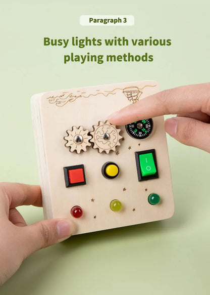 Montessori Kids LED Light Busy Board | Sensory Switch Activity Toy for Baby & Toddler Learning (Ages 2-6) | Perfect for Travel & Education