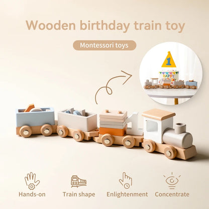 Montessori Wooden Train Toy for Kids | Baby Educational Learning Toy | Eco-Friendly Wooden Trolley for Early Childhood Development