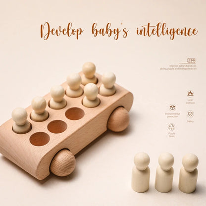 Montessori Wooden Train Toy for Kids | Baby Educational Learning Toy | Eco-Friendly Wooden Trolley for Early Childhood Development