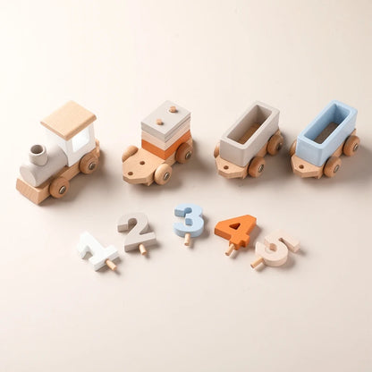 Montessori Wooden Train Toy for Kids | Baby Educational Learning Toy | Eco-Friendly Wooden Trolley for Early Childhood Development