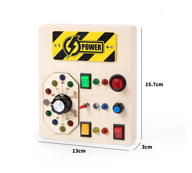 Montessori Kids LED Light Busy Board | Sensory Switch Activity Toy for Baby & Toddler Learning (Ages 2-6) | Perfect for Travel & Education