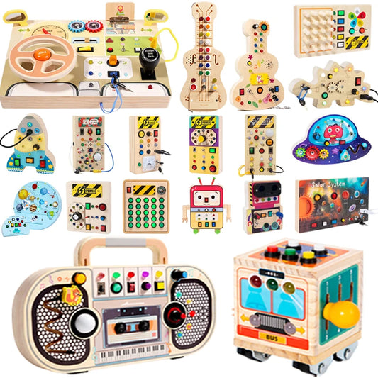 Montessori Kids LED Light Busy Board | Sensory Switch Activity Toy for Baby & Toddler Learning (Ages 2-6) | Perfect for Travel & Education