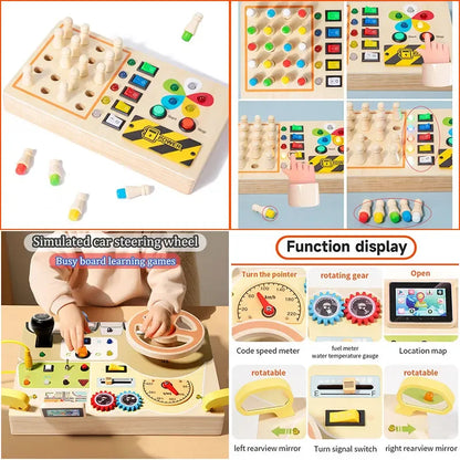 Montessori Kids LED Light Busy Board | Sensory Switch Activity Toy for Baby & Toddler Learning (Ages 2-6) | Perfect for Travel & Education