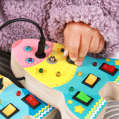 Montessori Kids LED Light Busy Board | Sensory Switch Activity Toy for Baby & Toddler Learning (Ages 2-6) | Perfect for Travel & Education