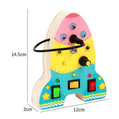 Montessori Kids LED Light Busy Board | Sensory Switch Activity Toy for Baby & Toddler Learning (Ages 2-6) | Perfect for Travel & Education
