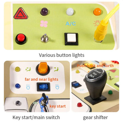 Montessori Kids LED Light Busy Board | Sensory Switch Activity Toy for Baby & Toddler Learning (Ages 2-6) | Perfect for Travel & Education
