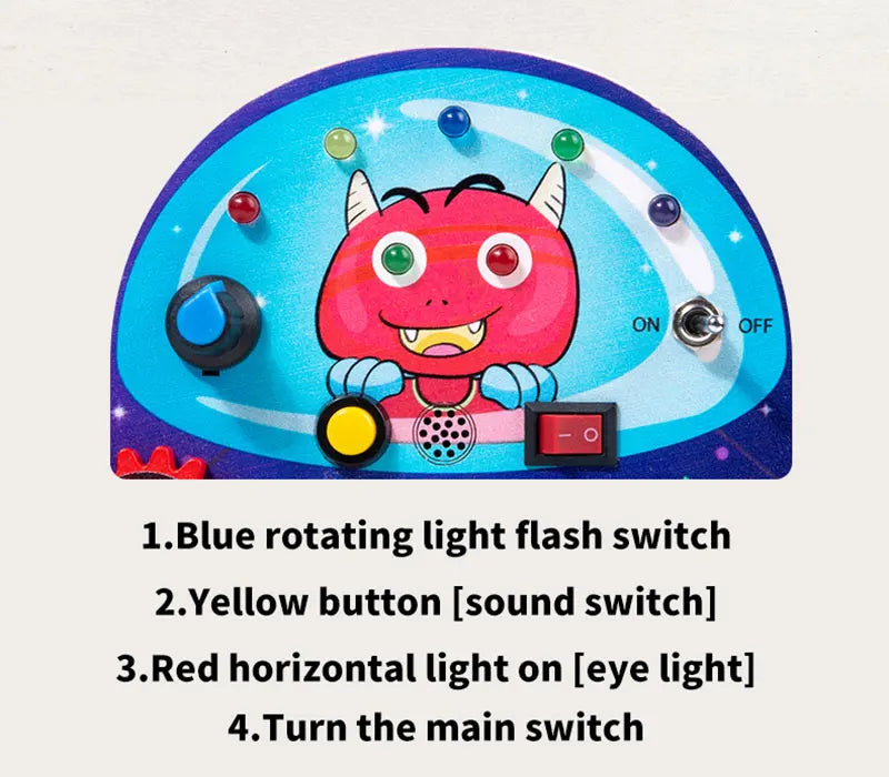 Montessori Kids LED Light Busy Board | Sensory Switch Activity Toy for Baby & Toddler Learning (Ages 2-6) | Perfect for Travel & Education