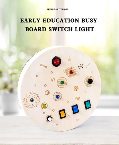 Montessori Kids LED Light Busy Board | Sensory Switch Activity Toy for Baby & Toddler Learning (Ages 2-6) | Perfect for Travel & Education