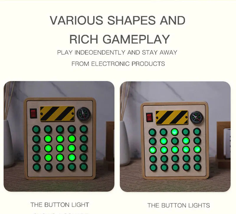 Montessori Kids LED Light Busy Board | Sensory Switch Activity Toy for Baby & Toddler Learning (Ages 2-6) | Perfect for Travel & Education