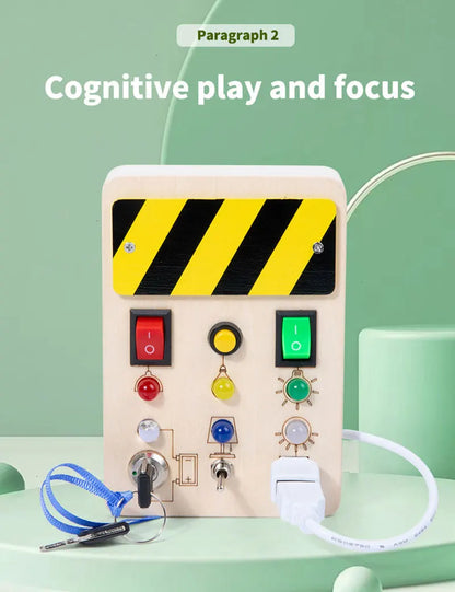 Montessori Kids LED Light Busy Board | Sensory Switch Activity Toy for Baby & Toddler Learning (Ages 2-6) | Perfect for Travel & Education
