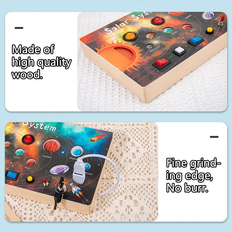 Montessori Kids LED Light Busy Board | Sensory Switch Activity Toy for Baby & Toddler Learning (Ages 2-6) | Perfect for Travel & Education