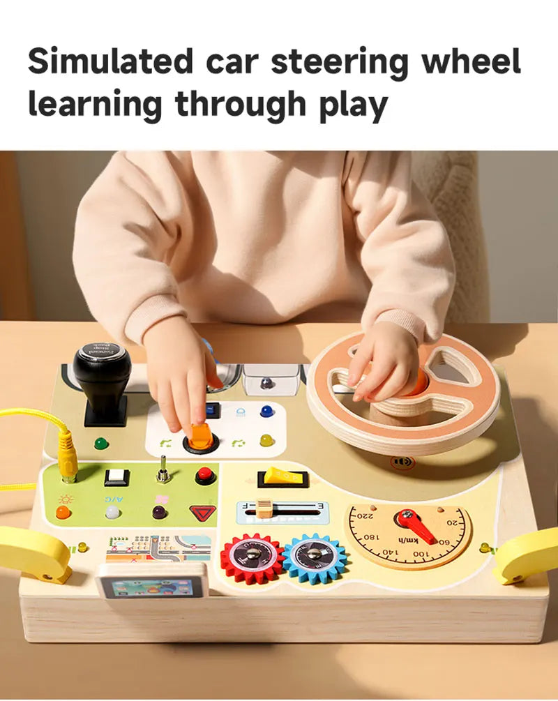 Montessori Kids LED Light Busy Board | Sensory Switch Activity Toy for Baby & Toddler Learning (Ages 2-6) | Perfect for Travel & Education