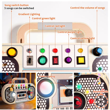Montessori Kids LED Light Busy Board | Sensory Switch Activity Toy for Baby & Toddler Learning (Ages 2-6) | Perfect for Travel & Education