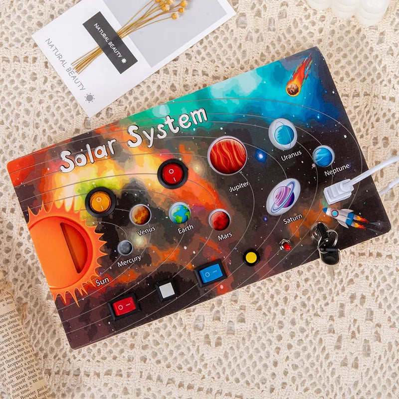 Montessori Kids LED Light Busy Board | Sensory Switch Activity Toy for Baby & Toddler Learning (Ages 2-6) | Perfect for Travel & Education