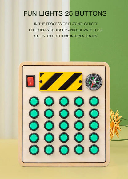 Montessori Kids LED Light Busy Board | Sensory Switch Activity Toy for Baby & Toddler Learning (Ages 2-6) | Perfect for Travel & Education
